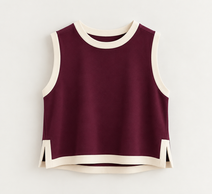 Sleeveless knit top in Burgundy