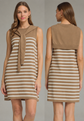 Knit Striped Scarf-Tie Dress