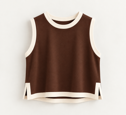 Sleeveless knit top in Rust
