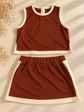 Knit Mini Skirt in Rust