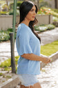 Capri Ruffled Half Sleeve V Neck Textured Top.