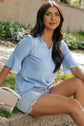 Capri Ruffled Half Sleeve V Neck Textured Top.