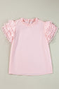 Jessie Layered Ric Rac Cap Sleeve Filled Neck Blouse