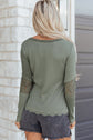 Miriam Ribbed Lace Patchwork Long Sleeve Top