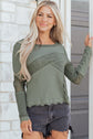 Miriam Ribbed Lace Patchwork Long Sleeve Top