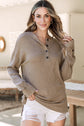 Evie Rib Textured Henley Knit Top