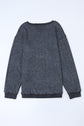 Faith Solid Ribbed Knit Round Neck Pullover Sweatshirt