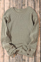 Faith Solid Ribbed Knit Round Neck Pullover Sweatshirt