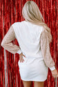 Mandy Sequin Puff Sleeve Shift Mini Dress