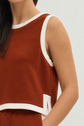 Sleeveless knit top in Rust