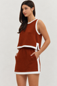 Sleeveless knit top in Rust