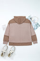 Goat Waffle Contrast Patchwork Plus Size Pocketed Hoodie