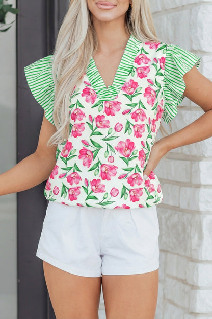 Adelaide Striped Ruffle Trim Blouse