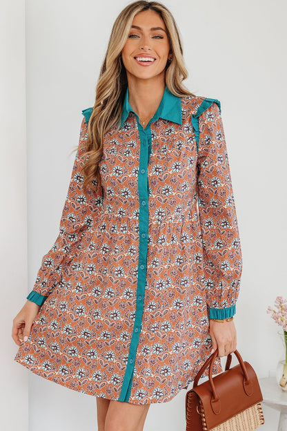 Alia Floral Contrast Collared Shirt