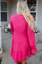 Lyra Crochet V Neck Long Sleeve Mini Dress