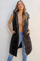 Black Hooded Long Quilted Vest PLUS Coat