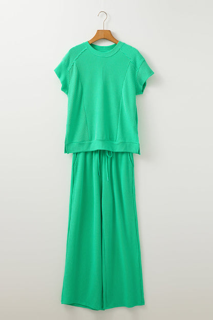 Leilany Corded Knit Short Sleeve Set