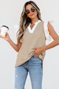 Serena Contrast V Neck Ruffled Textured Knit Top