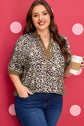 Kahlani Crinkled Colorblock Patchwork PLUS Blouse
