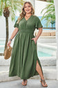 Juliana Plus Size Surplice Neckline Shirred Maxi Dress