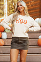 Boo Knitted Pattern Ribbed Edge Sweater