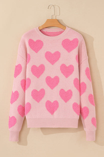 Cali Heart Jacquard Knit Sweater