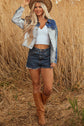 Kikki Detail Distress Denim Jacket