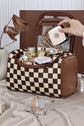 Black Checkered Zipper Makeup Bag