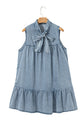 Clare Sleeveless Ruffled Chambray Dress