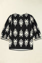 Vintage Geometric Printed V Neck Blouse