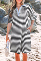 Tiffany V Neck Collared Puff Sleeve T Shirt Dress