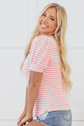 Dylan Stripe Textured Puff Sleeve Top