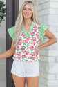 Adelaide Striped Ruffle Trim Blouse
