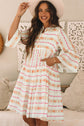 Winnie Bracelet Sleeve Slit Neck Ruffled Loose Dress