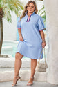 Zuri Plus Size Contrast Striped Trim T-Shirt Dress