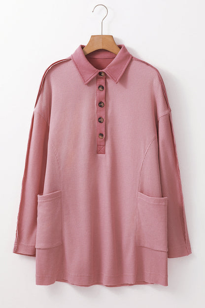 Arianna Waffle  Half Button Top.
