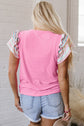 Lisa Ruffle Flutter Sleeve Ribbed Blouse