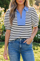 Lina Block Polo Collar Blouse