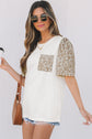 Leona Leopard Lace Trim Puff Sleeve Top
