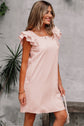 Abigail Textured Flutter Sleeve Bow Back Mini Dress