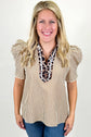 Laila Sleeve Patchwork Collar Blouse
