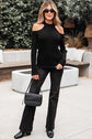 Bailey Ribbed Knit Cold Shoulder Sweater
