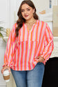 Teresa Stripe Crinkled Half PLUS Blouse