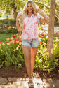 Quincy Floral Patchwork Flutter Sleeve Blouse