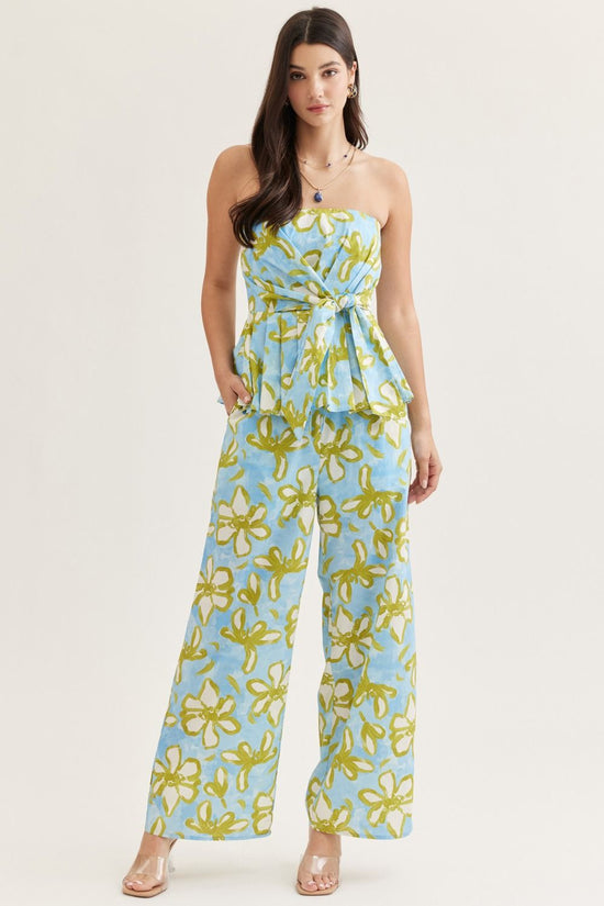 Floral Strapless Peplum Top