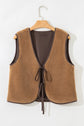 Nicole Contrast Trim Tie Front Sherpa Vest