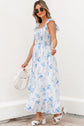 Josephine Floral Smocked High Waist Sleeveless Long Dress