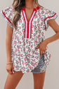 Avery Trim Flutter Sleeve Blouse