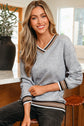 Harlee Contrast Striped Trim Sweatshirt