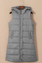 Black Hooded Long Quilted Vest PLUS Coat